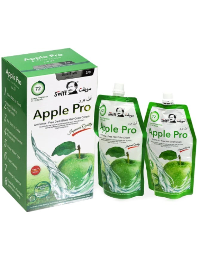 سويفت صبغة شعر ابل برو كريمية بتغطية 100% للشعر الابيض من سويفت، 2/0لون اسود غامق 500 مل