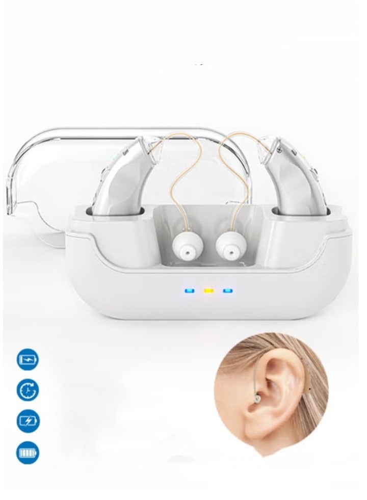 Rechargeable hearing aids for seniors and adults with noise reduction and volume control, digital hearing amplifier for hearing loss, BTE hearing aids with magnetic charging case - Image 1