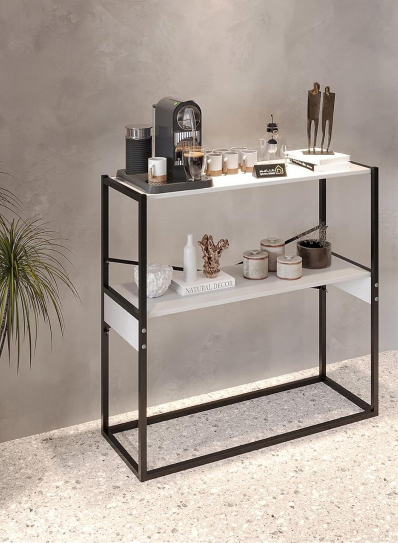 إكسبرت طاولة قهوة جانبية، طاولة كونسول للمدخل وغرفة المعيشة، طاولة جانبية لترتيب وتنظيم احتياجاتك، أبيض، خشب-EI-306 - Image 5