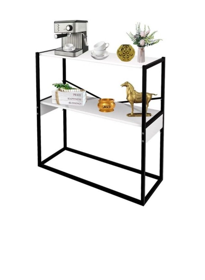 إكسبرت طاولة قهوة جانبية، طاولة كونسول للمدخل وغرفة المعيشة، طاولة جانبية لترتيب وتنظيم احتياجاتك، أبيض، خشب-EI-306 - Image 1