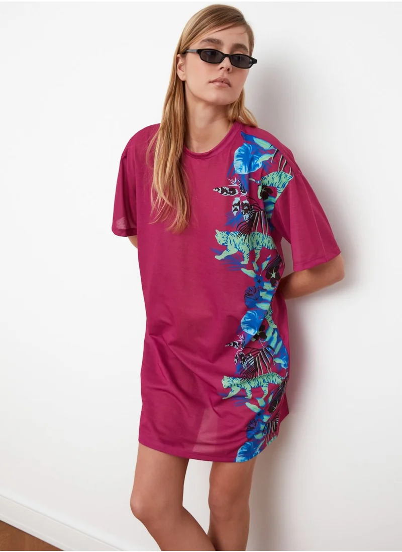 trendyol Printed Knitted Dress