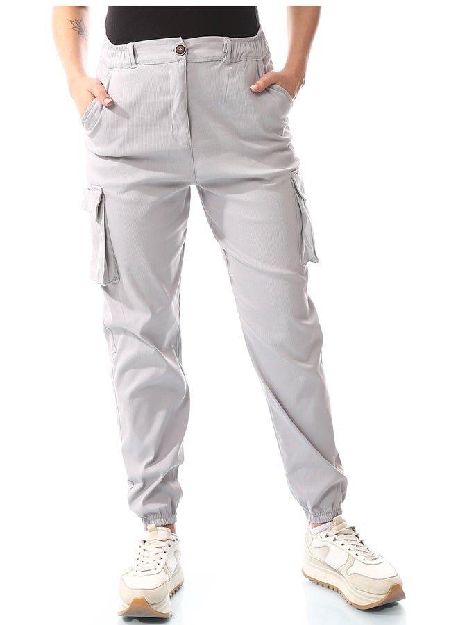 Cloud Grey Multi-Closure Cargo Regular Pants_Grey