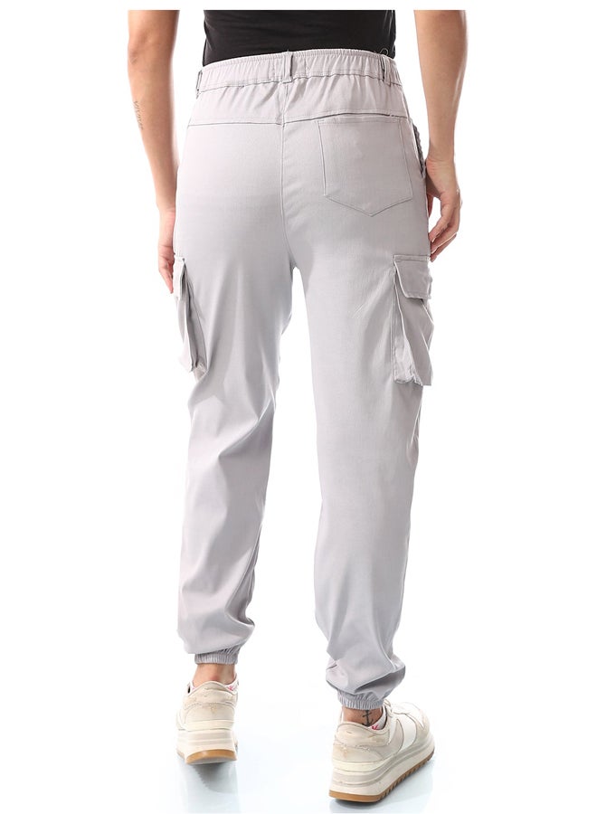 Cloud Grey Multi-Closure Cargo Regular Pants_Grey