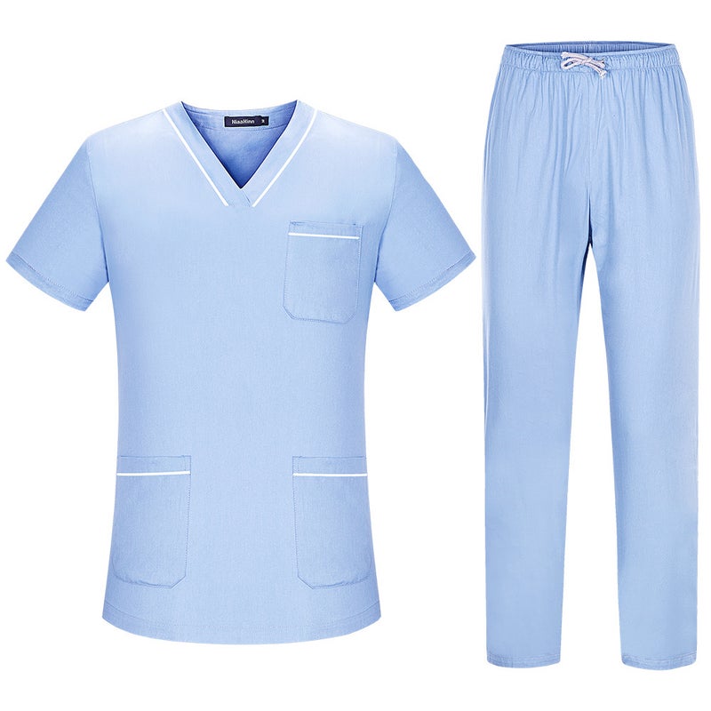 Contrast Pocket Medical Scrub Top Polyester Cotton for Hospital Salon, Assorted Colors S-XXL - Image 3