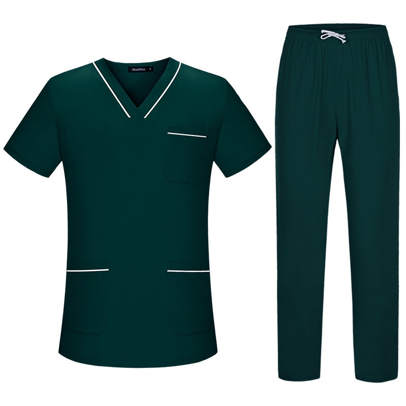 Contrast Pocket Medical Scrub Top Polyester Cotton for Hospital Salon, Assorted Colors S-XXL - Image 4