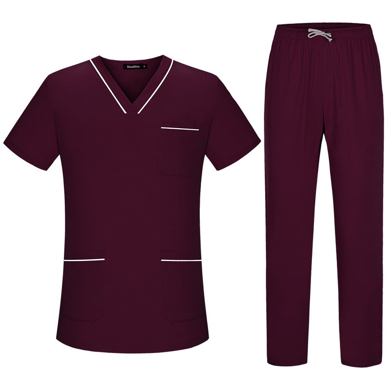 Contrast Pocket Medical Scrub Top Polyester Cotton for Hospital Salon, Assorted Colors S-XXL - Image 5