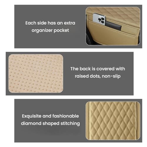 STHIRA® Upgraded Microfiber Leather Car Armrest Cushion Super Comfortable Car Armrest Cushion Pad with 2 Storage Bags Durable Center Console Armrest Pad Car Center Console Cover Fit for Most Vehicles - Image 5