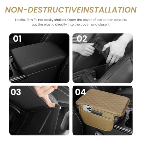 STHIRA® Upgraded Microfiber Leather Car Armrest Cushion Super Comfortable Car Armrest Cushion Pad with 2 Storage Bags Durable Center Console Armrest Pad Car Center Console Cover Fit for Most Vehicles - Image 3