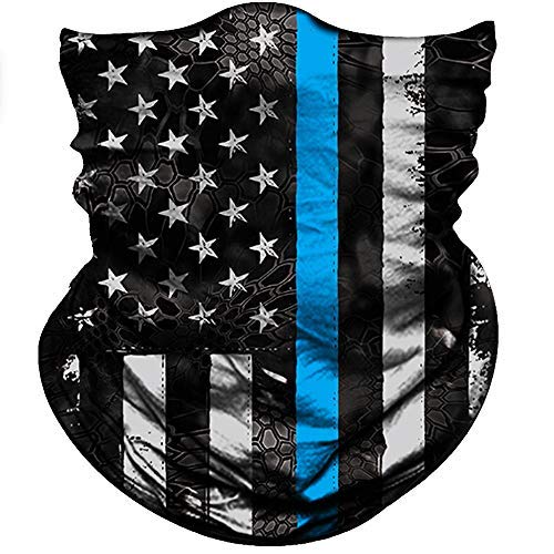 Obacle Bandana Face Mask for Dust Wind Sun Protection Seamless Bandana Mask Men Women Festival Fishing Hunting Riding Work Outdoor Running Tube Mask Neck Gaiter (US Flag 1 Blue Line) - Image 1