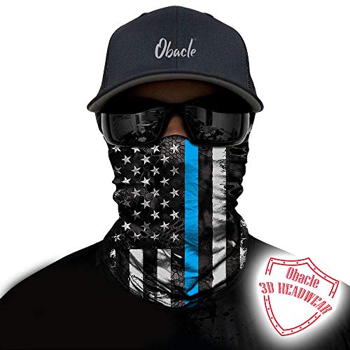 Obacle Bandana Face Mask for Dust Wind Sun Protection Seamless Bandana Mask Men Women Festival Fishing Hunting Riding Work Outdoor Running Tube Mask Neck Gaiter (US Flag 1 Blue Line) - Image 2