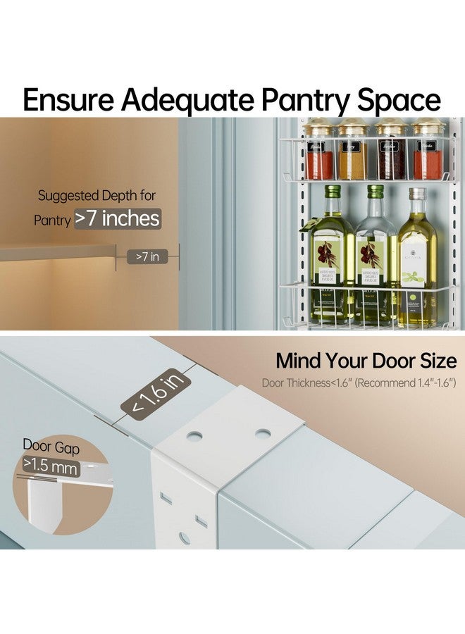 Delamu Pantry Door Organizer, Adjustable Metal Over the Door Pantry Organizer Rack, 6-Tier Over the Door Spice Rack, Kitchen Pantry Door Organizers and Storage, D5 W12 H52.1 inch, White, Small - Image 5