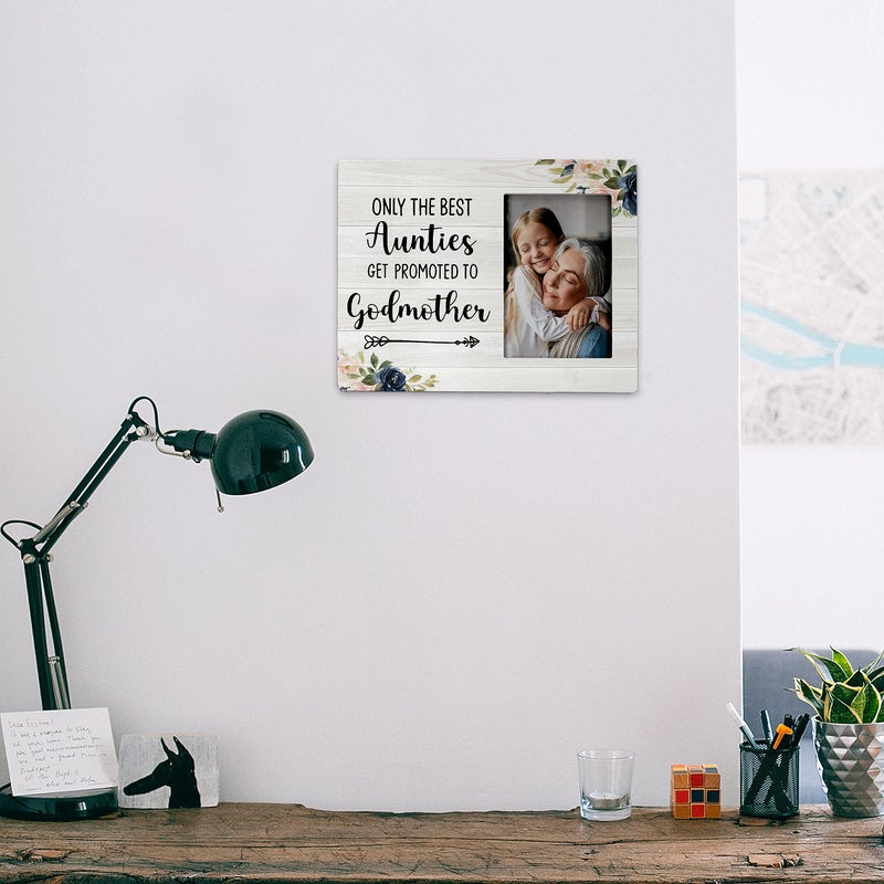 FONDCANYON Godmother Picture Frames  Auntie Picture Frame  Godmother Gifts  Auntie Gifts  Godmother Proposal Gift  Only The Best Aunties Get Promoted to Godmother Photo Frame 4x6 Baby Announcement - Image 3
