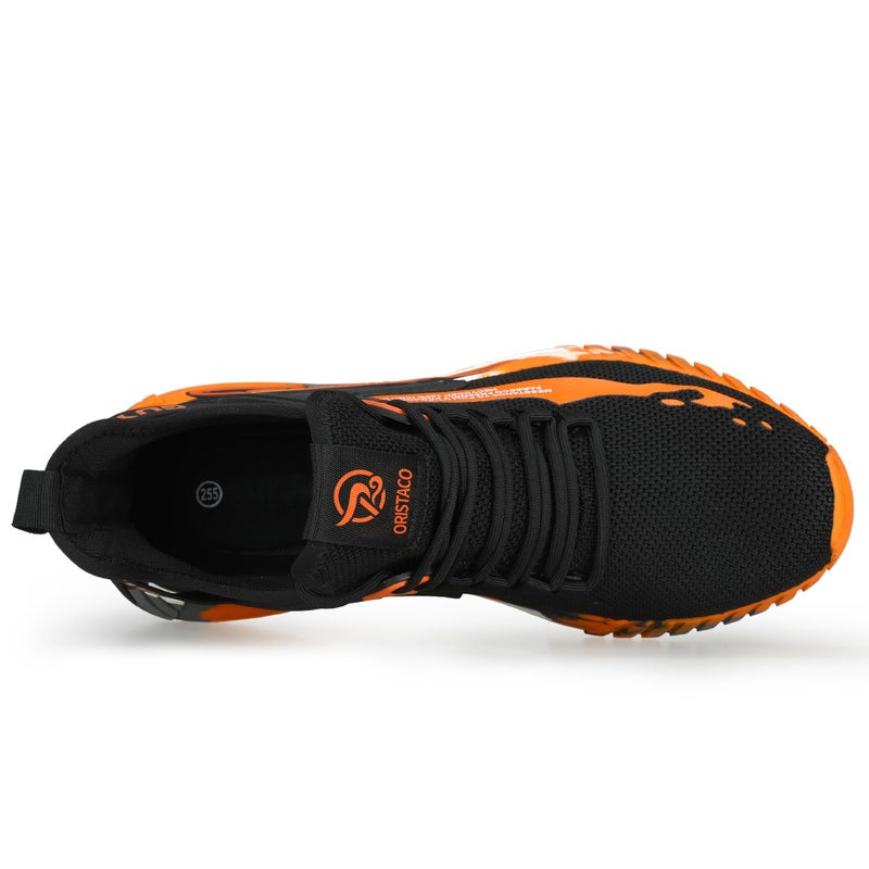 ORISTACO Work Safety Crew Boots Lightweight Breathable Industry Construction Steel Toe Sneakers, 0296 Orange 44 - Image 4