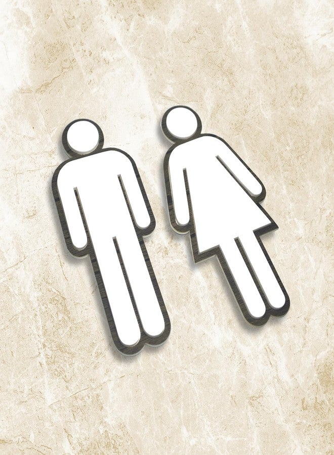 Vertical Root Inc Men Women Sign/Sticker Premium White Acrylic Cut Out Restroom (Toilet) Signage.Bold Icons & Durable.Self-Adhesive Tape(3M).Ideal for Office,Stores,Cafes,& Commercial Space - Image 2