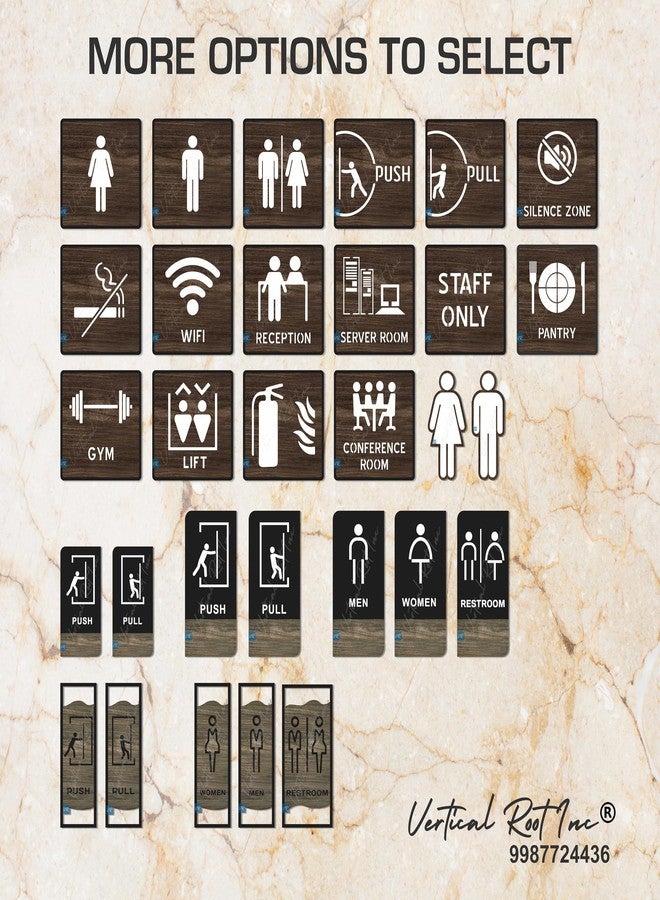 Vertical Root Inc Men Women Sign/Sticker Premium White Acrylic Cut Out Restroom (Toilet) Signage.Bold Icons & Durable.Self-Adhesive Tape(3M).Ideal for Office,Stores,Cafes,& Commercial Space - Image 5