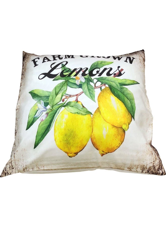 AIWANTO Farm Grown Lemons Printed Cushion Cover White/Yellow/Green 44.5cm - Image 2