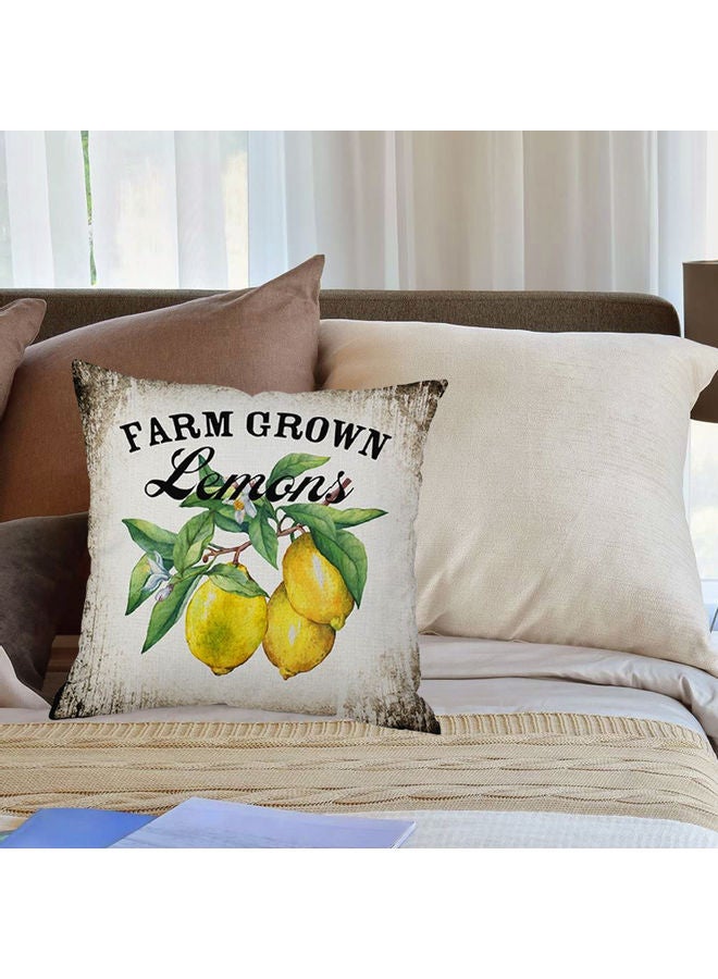 AIWANTO Farm Grown Lemons Printed Cushion Cover White/Yellow/Green 44.5cm - Image 3