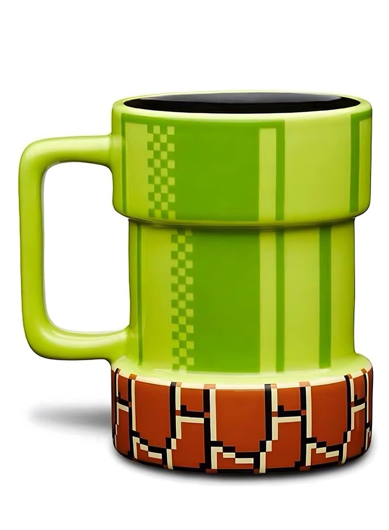 Super Mario Warp Pipe Mug Ceramic Coffee Mug Gift for Gamers, Fathers, Coffee Enthusiasts, for Cappuccino, Latte or Hot Tea, 15 Oz, Green - Image 1