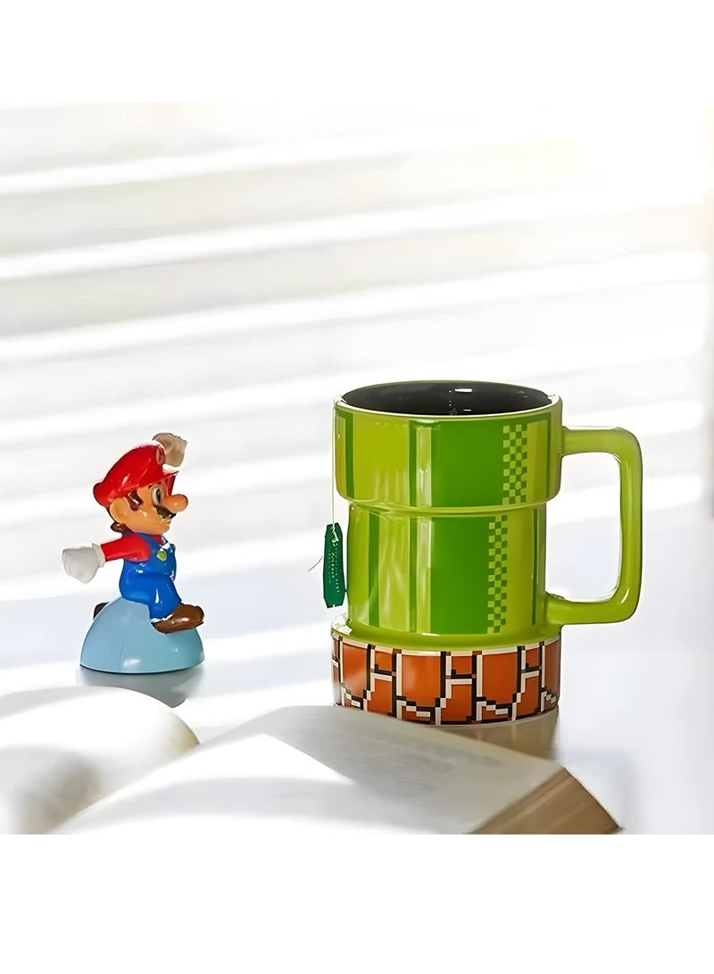 Super Mario Warp Pipe Mug Ceramic Coffee Mug Gift for Gamers, Fathers, Coffee Enthusiasts, for Cappuccino, Latte or Hot Tea, 15 Oz, Green - Image 2