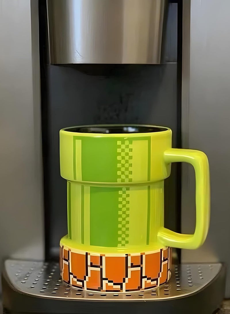 Super Mario Warp Pipe Mug Ceramic Coffee Mug Gift for Gamers, Fathers, Coffee Enthusiasts, for Cappuccino, Latte or Hot Tea, 15 Oz, Green - Image 4