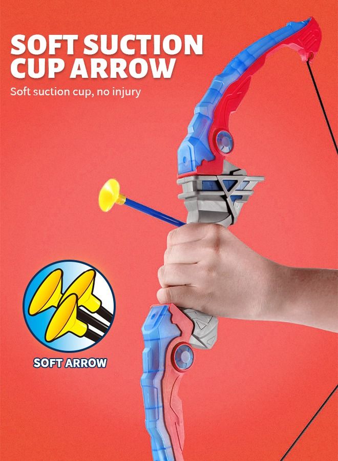 GROIC مجموعة ألعاب القوس والسهم للأطفال، ألعاب الرماية بإضاءة LED مع 3 أكواب شفط وسهام وهدف، ألعاب الرماية الداخلية والخارجية للأطفال - Image 3