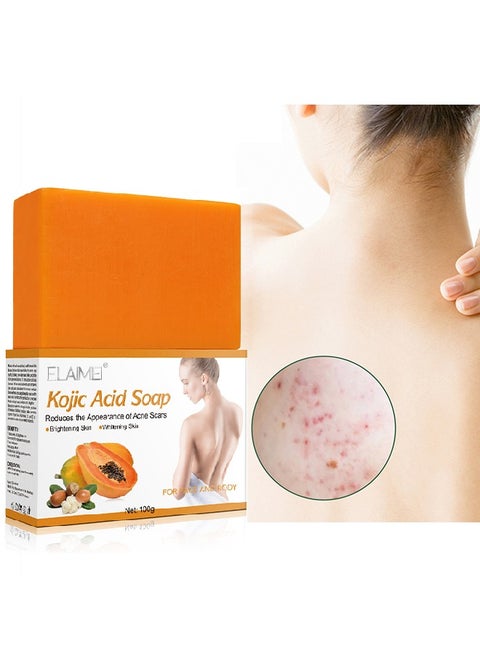 Kojic Acid Soap For Hyperpigmentation, Kojic And Papaya Soap For Brighter Skin, Reduce Acne, Cleanse Scars And Even Skin Tone, Bath Soap For Face And Body, Keep Skin Moist, Smooth, Shiny 100G
