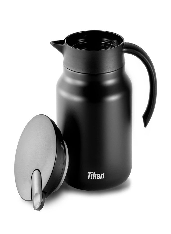Tiken 34 Oz Thermal Coffee Carafes For Keeping Hot, Double Wall Stainless Steel Insulated Coffee Carafe, 1 Liter Beverage Pitcher (Matte Black) - Image 4
