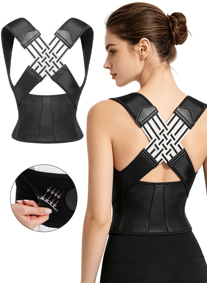 UETEEY Posture Corrector for Women and Men, Adjustable Shoulder Straightener, Back Support Brace, Upper Spine scoliosis, hunchback Black 3X-Large - Image 1