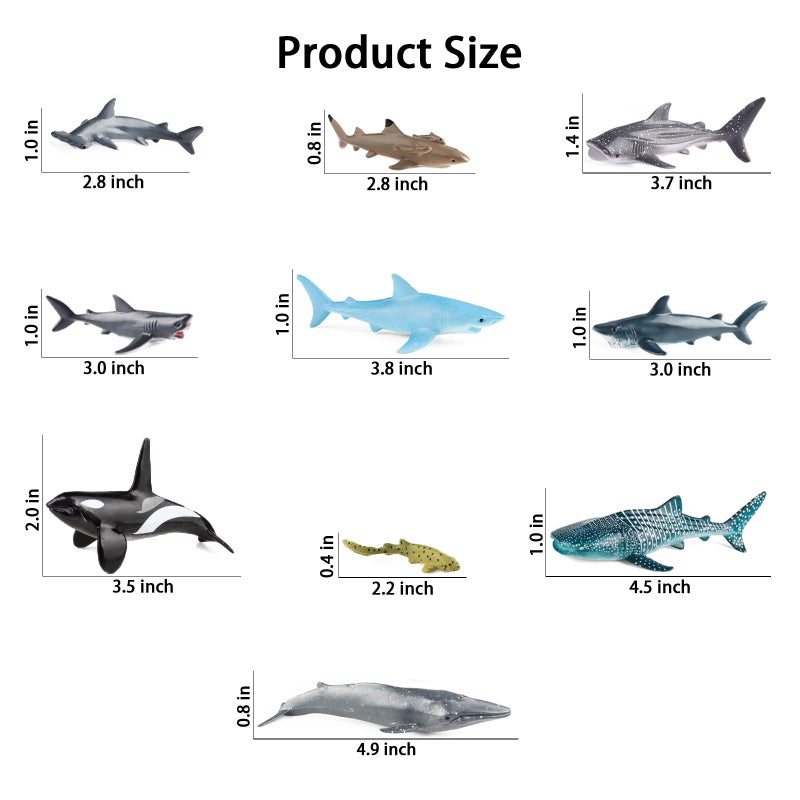 SCAHOW 10pcs Sea Animal Figures, Realistic Small Ocean Animal Toys Set with Whale Shark Octpus - Image 5