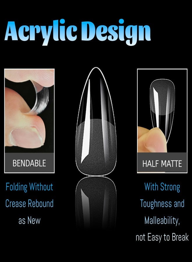 Lifextol 504pc Almond Gel Nail Tips Medium Fake Nails for Press on Nails Clear Acrylic Nails Tips, 12 Size Full Cover Nail tips Almond Soft Gel Nail Tip False Nails Extension Artificial Fingernail-E - Image 2