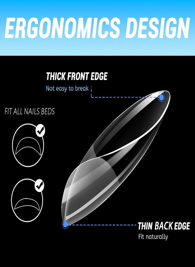 Lifextol 504pc Almond Gel Nail Tips Medium Fake Nails for Press on Nails Clear Acrylic Nails Tips, 12 Size Full Cover Nail tips Almond Soft Gel Nail Tip False Nails Extension Artificial Fingernail-E - Image 4