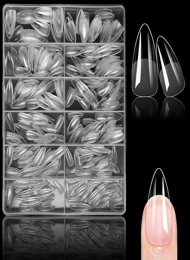 Lifextol 504pc Almond Gel Nail Tips Medium Fake Nails for Press on Nails Clear Acrylic Nails Tips, 12 Size Full Cover Nail tips Almond Soft Gel Nail Tip False Nails Extension Artificial Fingernail-E - Image 1