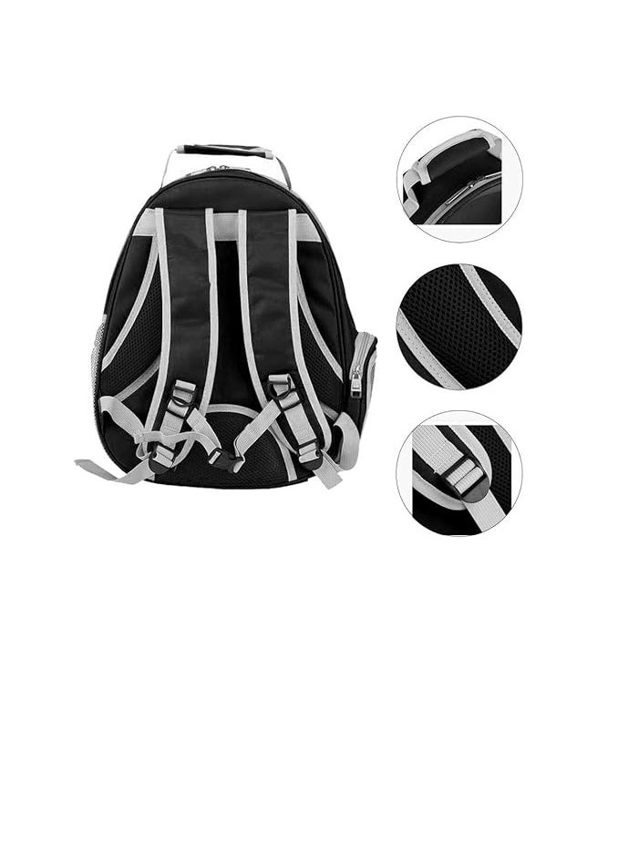HAPPY PUSS - Transparent pet carrier backpack: stylish pet bag for travel, breathable space capsule design, carrier for cats and dogs, suitable for traveling hiking and camping. Black color. - Image 1