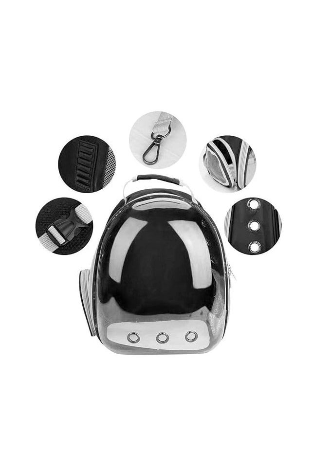 HAPPY PUSS - Transparent pet carrier backpack: stylish pet bag for travel, breathable space capsule design, carrier for cats and dogs, suitable for traveling hiking and camping. Black color. - Image 1