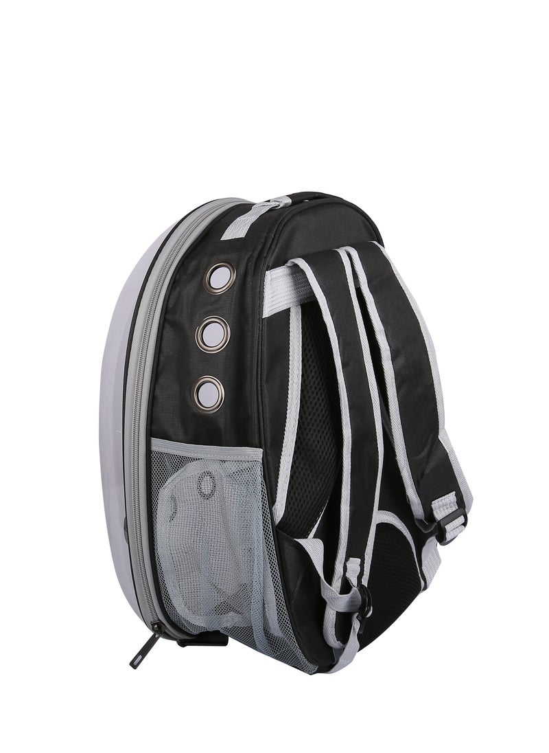 HAPPY PUSS - Transparent pet carrier backpack: stylish pet bag for travel, breathable space capsule design, carrier for cats and dogs, suitable for traveling hiking and camping. Black color. - Image 1