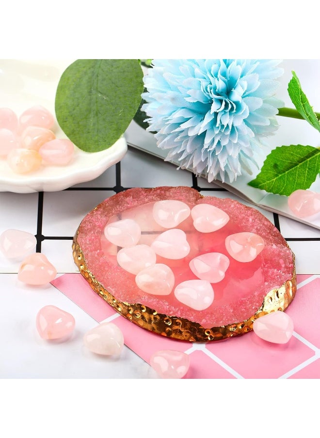 Fumete - 50 Pieces Natural Healing Crystal Rose Quartz Heart Palm Stone - Image 1