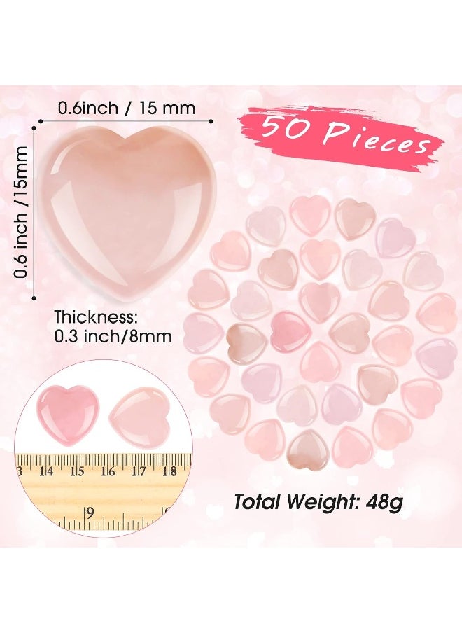 Fumete - 50 Pieces Natural Healing Crystal Rose Quartz Heart Palm Stone - Image 1