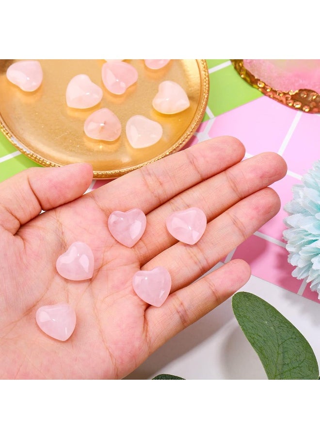 Fumete - 50 Pieces Natural Healing Crystal Rose Quartz Heart Palm Stone - Image 1