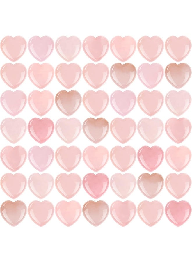 Fumete - 50 Pieces Natural Healing Crystal Rose Quartz Heart Palm Stone - Image 1