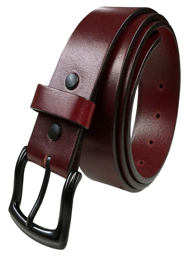 Belts.com BS055-P3926 Classic Burgundy Casual Jean Belt Genuine Full Grain Leather Belt 1-1/2"(38mm) wide (Black,38) - Image 1