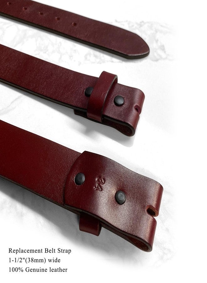 Belts.com BS055-P3926 Classic Burgundy Casual Jean Belt Genuine Full Grain Leather Belt 1-1/2"(38mm) wide (Black,38) - Image 2