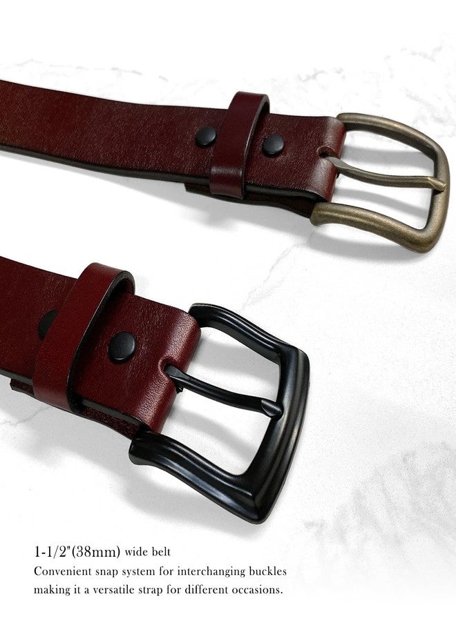 Belts.com BS055-P3926 Classic Burgundy Casual Jean Belt Genuine Full Grain Leather Belt 1-1/2"(38mm) wide (Black,38) - Image 5