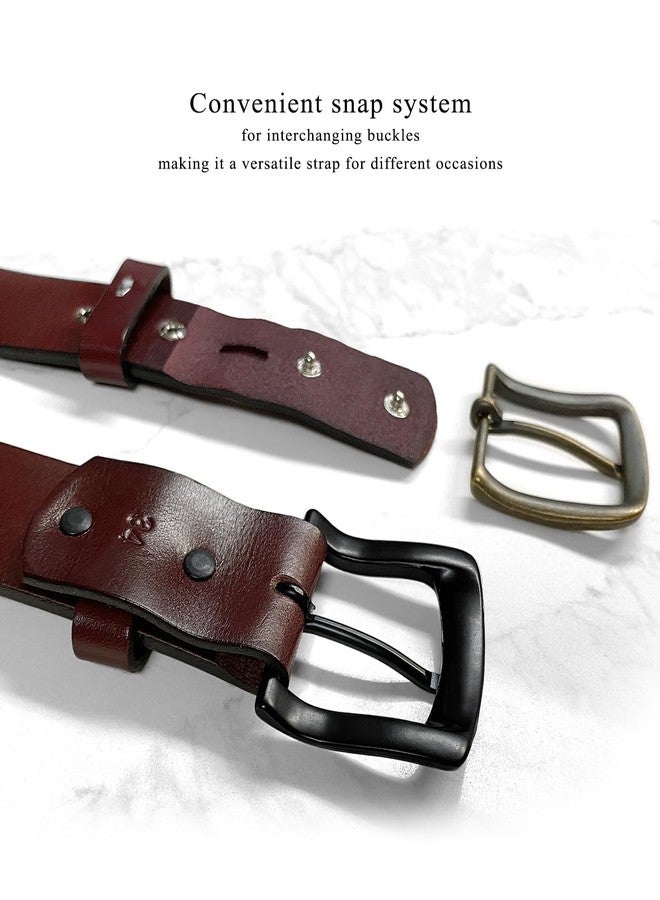 Belts.com BS055-P3926 Classic Burgundy Casual Jean Belt Genuine Full Grain Leather Belt 1-1/2"(38mm) wide (Black,38) - Image 3