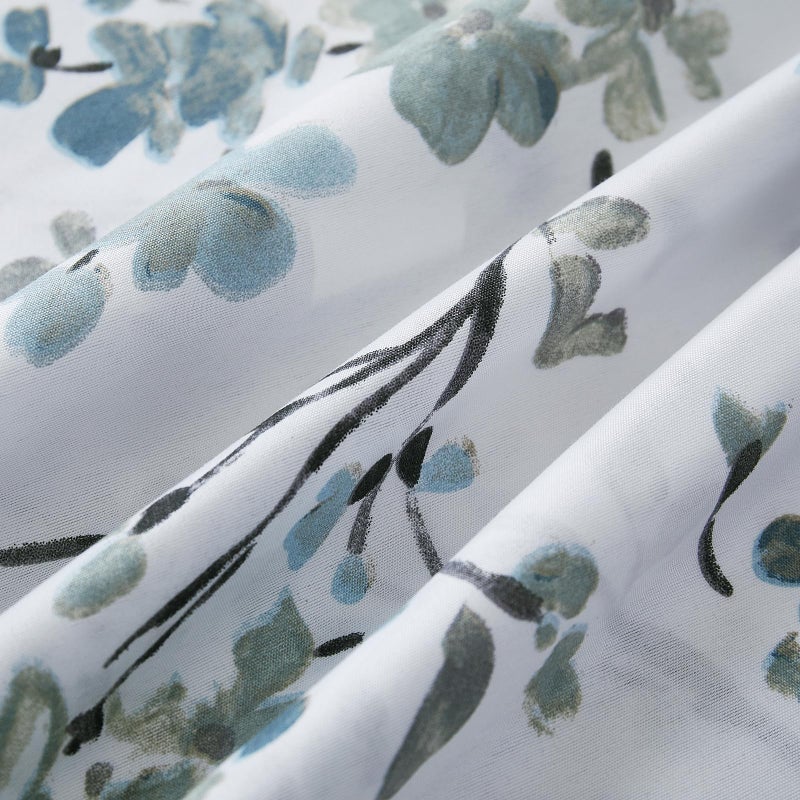 Vaulia Soft Microfiber Floral Duvet Cover Queen Size, Blue Chic Botanical Print Pattern, Lightweight and Breathable Design, 3-Piece Set (1 Duvet Cover 2 Pillow Shams) - Image 4