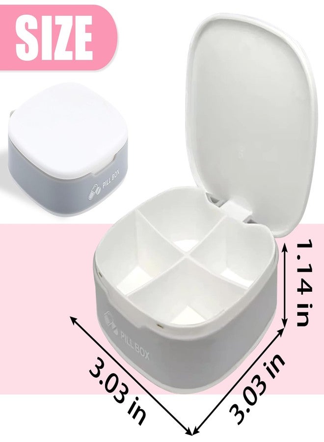 INVODA Pill Box 4 Times a Day Daily Pill Container Portable Pill Holder for Purse Compact Medicine Pill Organizer Vitamin Case Ideal for Travel (White - Image 2
