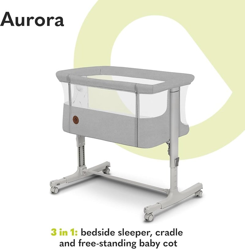 ليونيلو سرير أطفال متعدد الاستخدامات من Lionelo Aurora، باللون البيج، أبعاد 85 × 59.3 × 81.4 سم، مصنوع من الفولاذ/البلاستيك/البوليستر، قابل للتعديل في الارتفاع، مزود بعجلات وحقيبة للنقل - Image 3