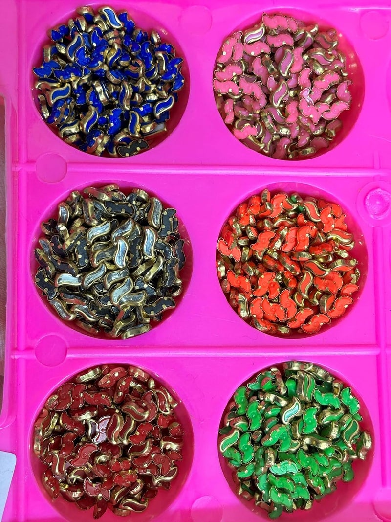 VISHAAN S Shape Stones 6 Colors Fancy Shape Kit with Storage Box Fabric Glue for Jewelry Making Bangles Making Necklace Bracelet Making Embroidery Work Qty 600pcs