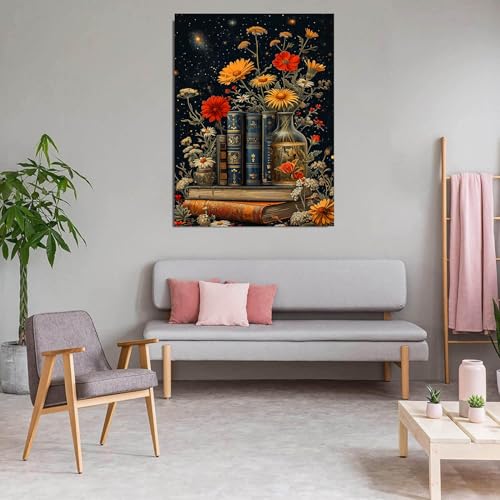 Meothan 5D Diamond Painting Kits for Adults Book Flowers Diamond Art Kits for Adoults DIY Full Round Paint with Diamond Art Dots Flowers Gem Art Crafts for Home Wall Decor 11.8x15.7inch - Image 4