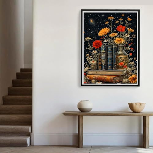 Meothan 5D Diamond Painting Kits for Adults Book Flowers Diamond Art Kits for Adoults DIY Full Round Paint with Diamond Art Dots Flowers Gem Art Crafts for Home Wall Decor 11.8x15.7inch - Image 2