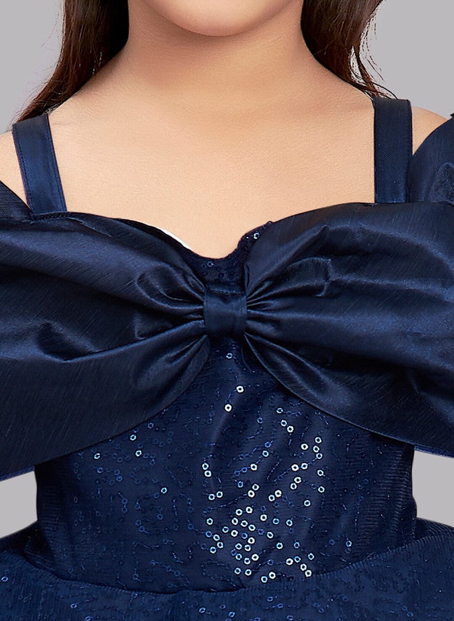 PinkChick Navy Blue Embellished Maxi Dress for Girls - Image 2